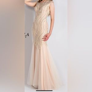 Stella Couture Dress Size 16 Champagne Formal Fitted Mermaid Gown Wedding Prom
